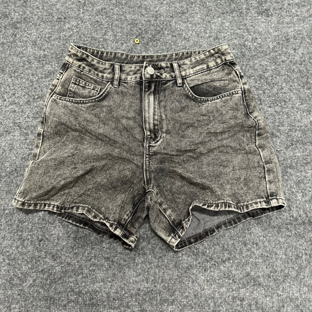 Shein Denim Shorts Womens Size 27 Grey Acid Wash Viscose Blend High Waisted